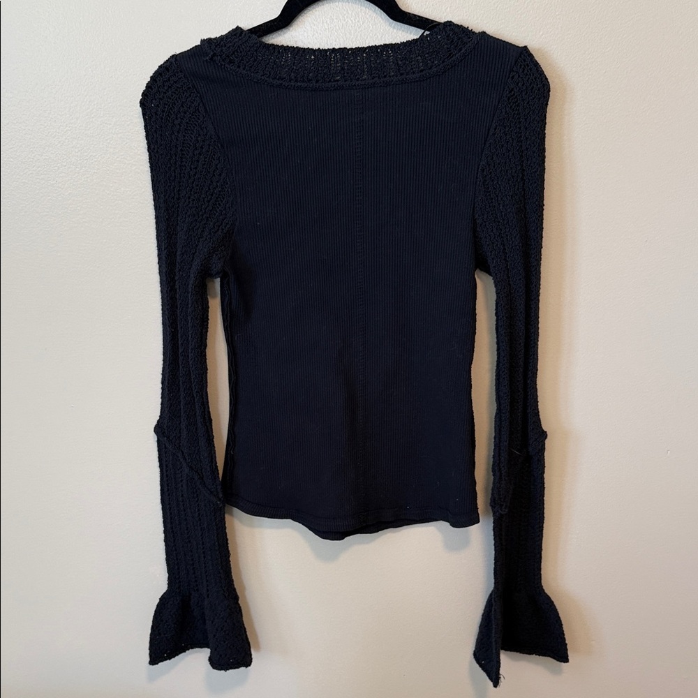 NWT Free People Black Long Sleeve Knit Sweater Size Large - Picture 6 of 6